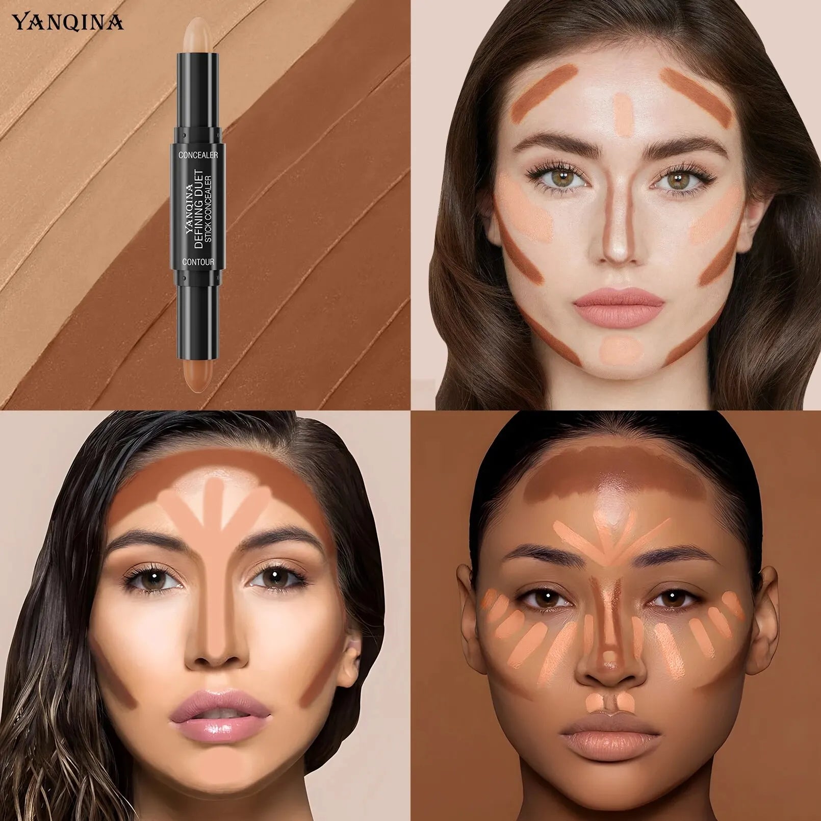GlowContour | 2-in-1 Contour & Highlighter Stick | Wasserfest & Langanhaltend | Für Alle Hauttypen