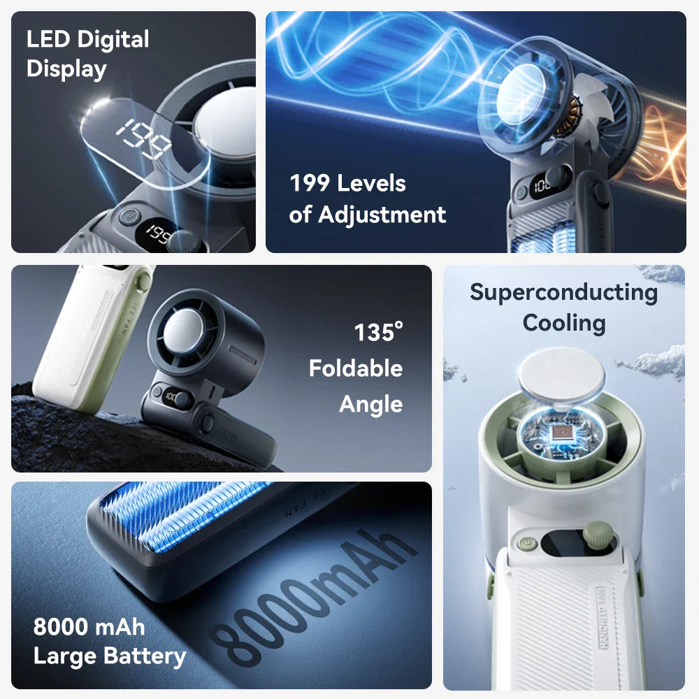 Frozano CoolFlex | 3-in-1 Ventilator | Tragbar & Halsfreundlich | LED-Display | Bis 25 Std Laufzeit