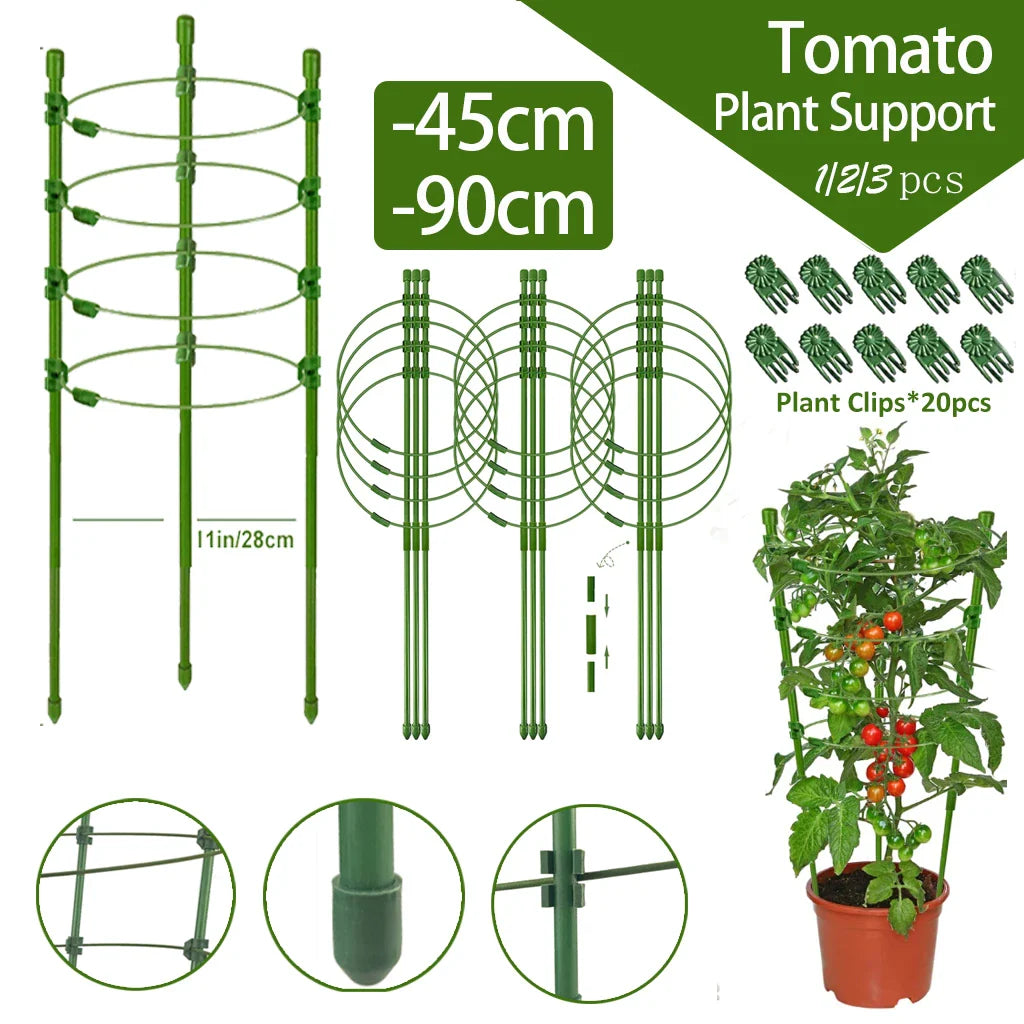 GrowFlex Tower | Höhenverstellbare Pflanzenstütze für Kletterpflanzen | Mit Clips & Anpassungsringe | Für Tomaten, Gurken & Blumen