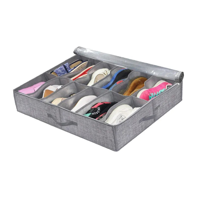 Subvento Unterbett Organizer | Faltbar & Staubfrei | Mit Sichtfenster & Griffen | Hellgrau  html Copy Edit
