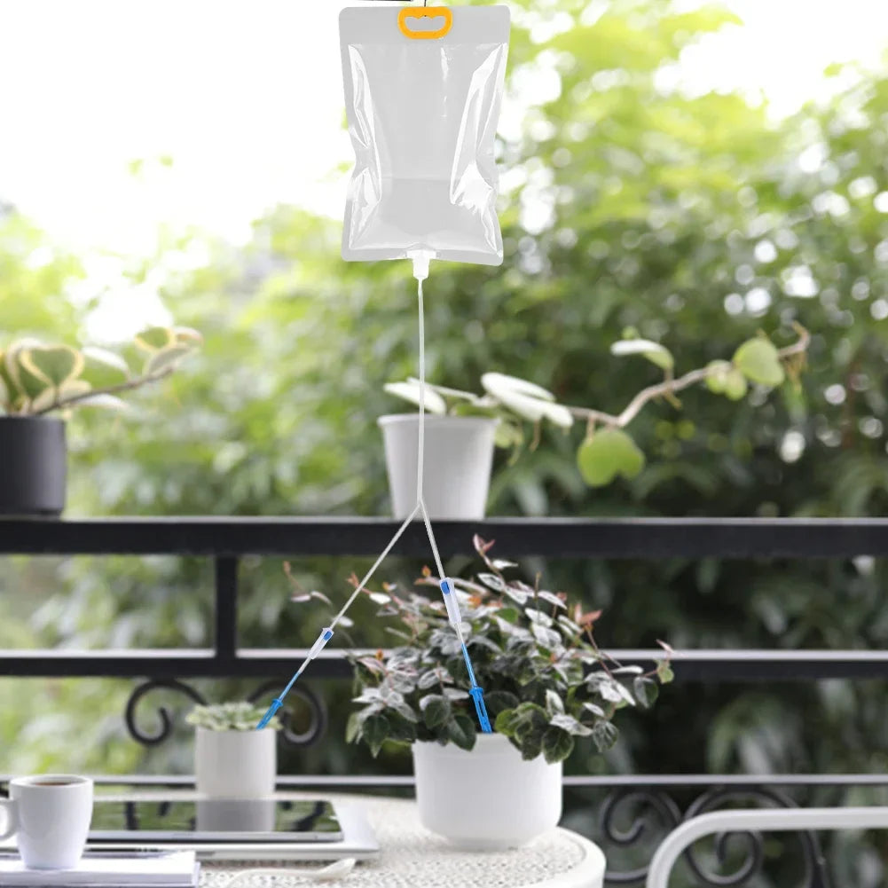 HydroLeaf Tropfbeutel | 3,5L Wassertank | Dual-Auslass & Durchflussregler | Für Balkon & Zimmerpflanzen