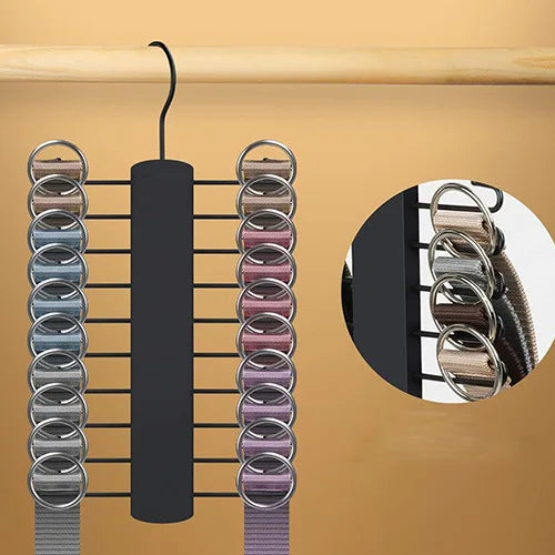 OrganizePro Holzico | Krawatten- & Gürtelhalter | 20 Drehbare Haken | Für Stilbewusste