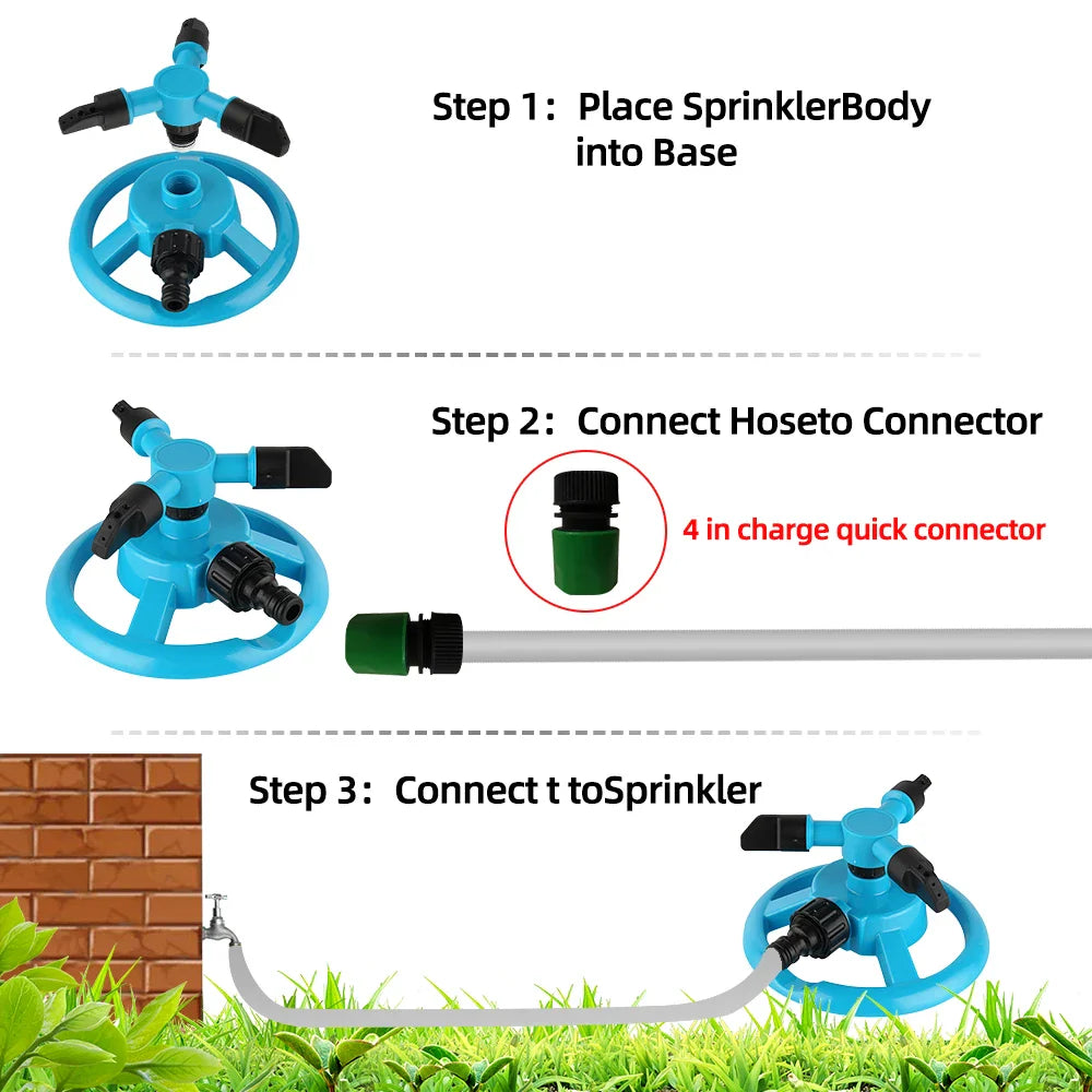 RainTiva Rasensprenger | 360° Rotation | Wassersparend & Robust | Für Garten & Rasenpflege