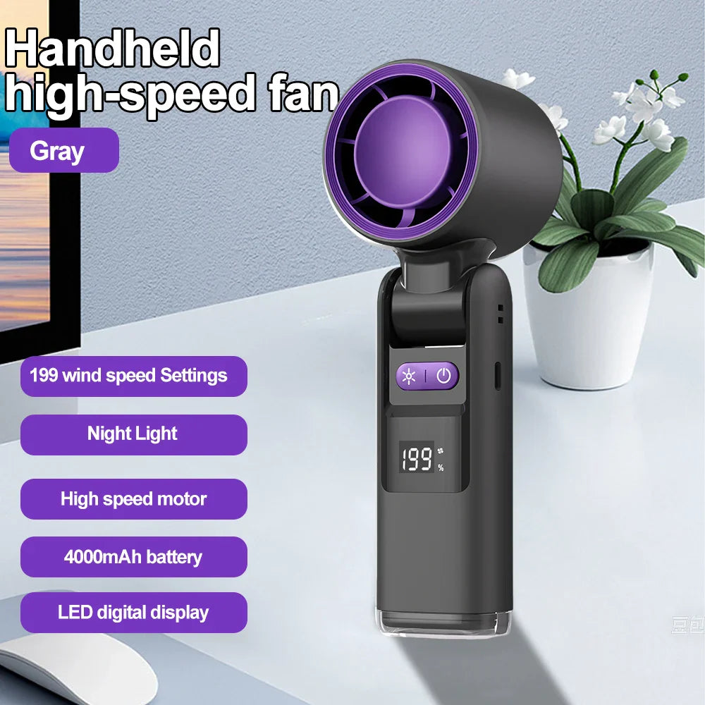 Airivo Ventilator 199 | Tragbar & LED-Display | Mit Kaltluftmodus & 199 Stufen | Für Hals, Tisch & Reise