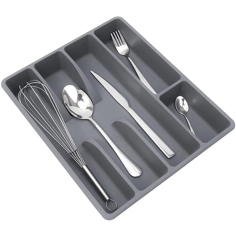 Sortini Box | Besteckkasten mit 5 Fächern | Rutschfest | Kompakt Organizer