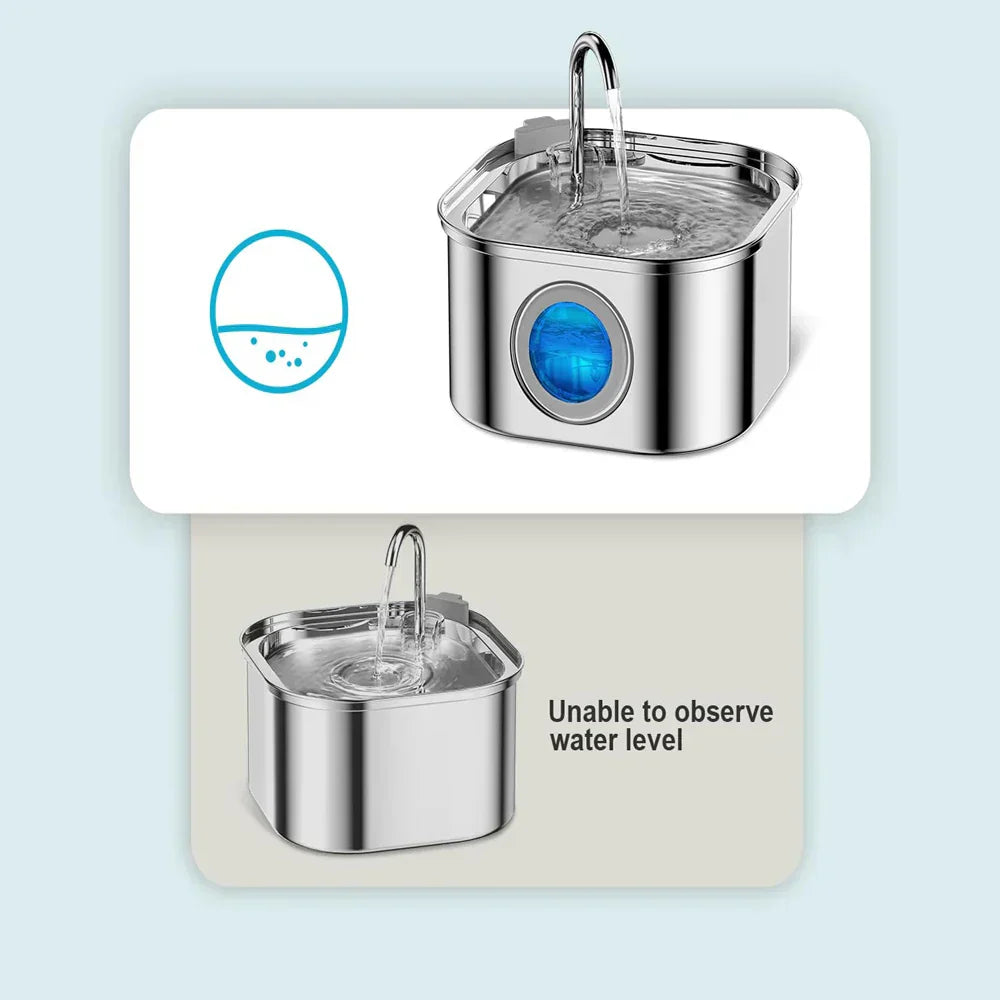 Aquaelix Trinkbrunnen Katze | Edelstahl & Hygienisch | Leise Pumpe | 2,5 L Volumen | Für Gesunde Hydration