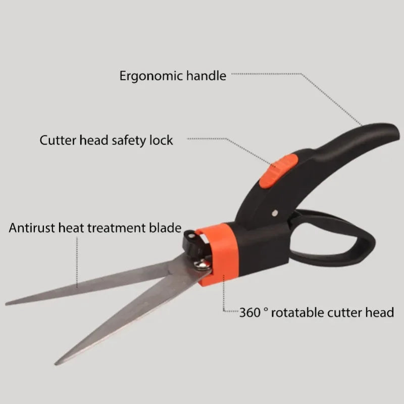 CutFlex GardenScissor | 360° Drehbarer Schneidkopf | Ergonomisch & Rostgeschützt | Für Feinarbeiten & Rasenkanten