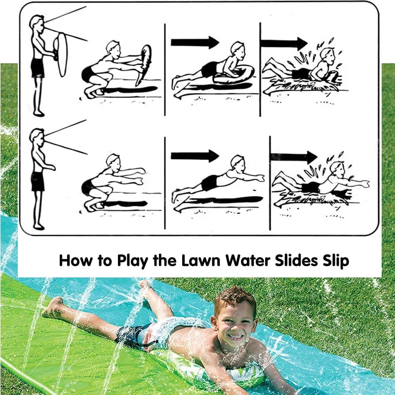 SplashGlide Wasserrutsche | Mit Sprinkler & Rutschboards | Aufblasbar | Für Garten & Sommer