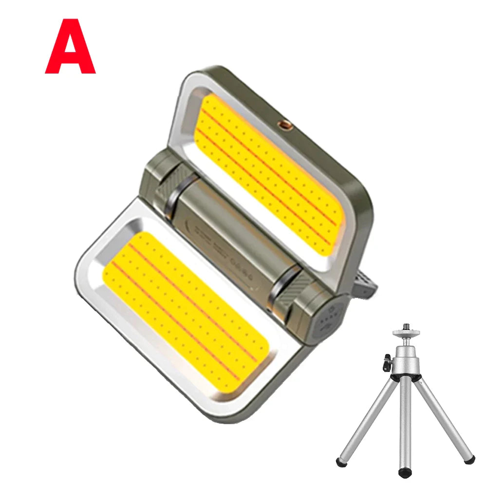 LumiPro | LED-Campinglampe | 2000 Lumen Flutlicht | Solar & USB-C Ladeoptionen