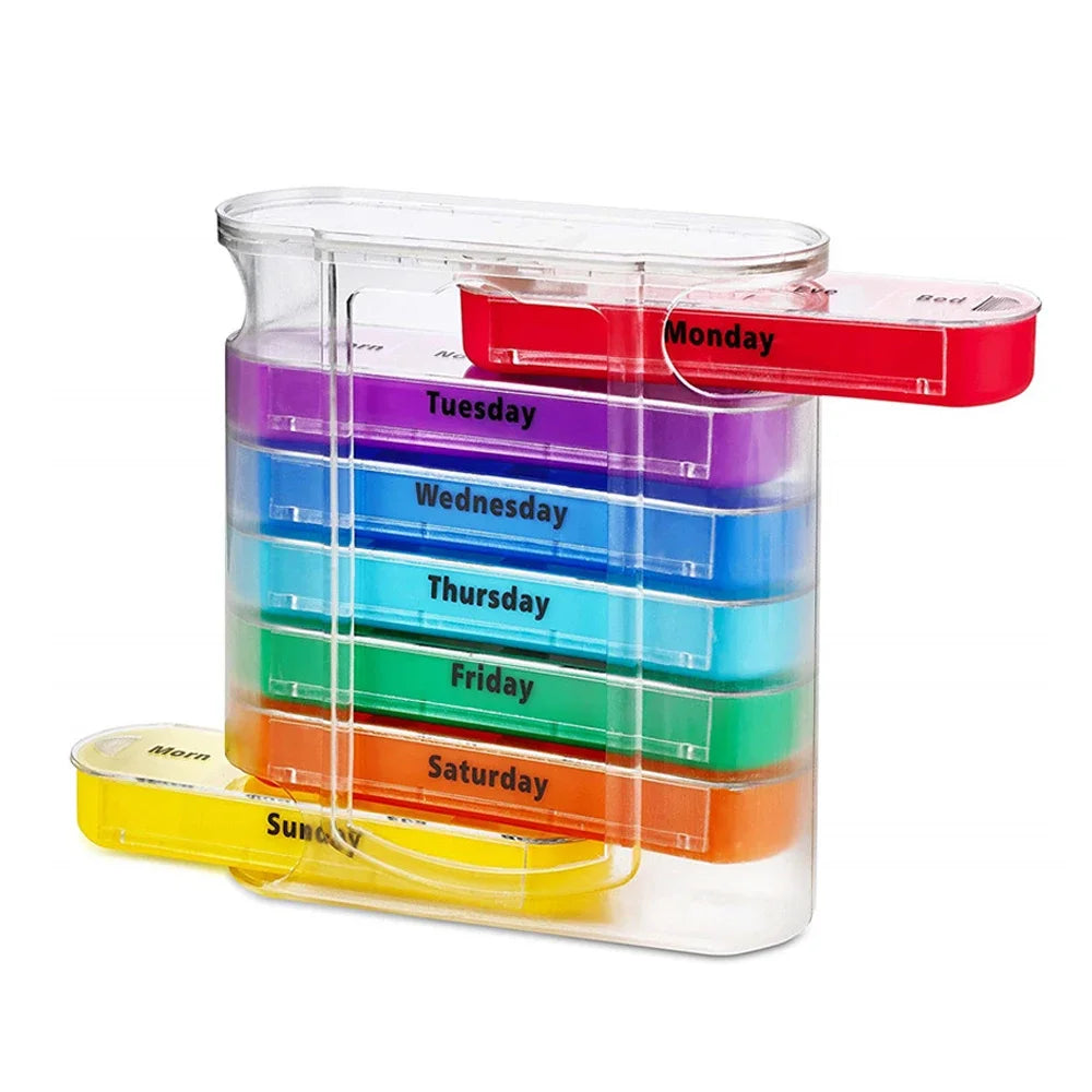 VitalEase Pillenbox | 7 Tage Organizer | Bunte Module | BPA-frei