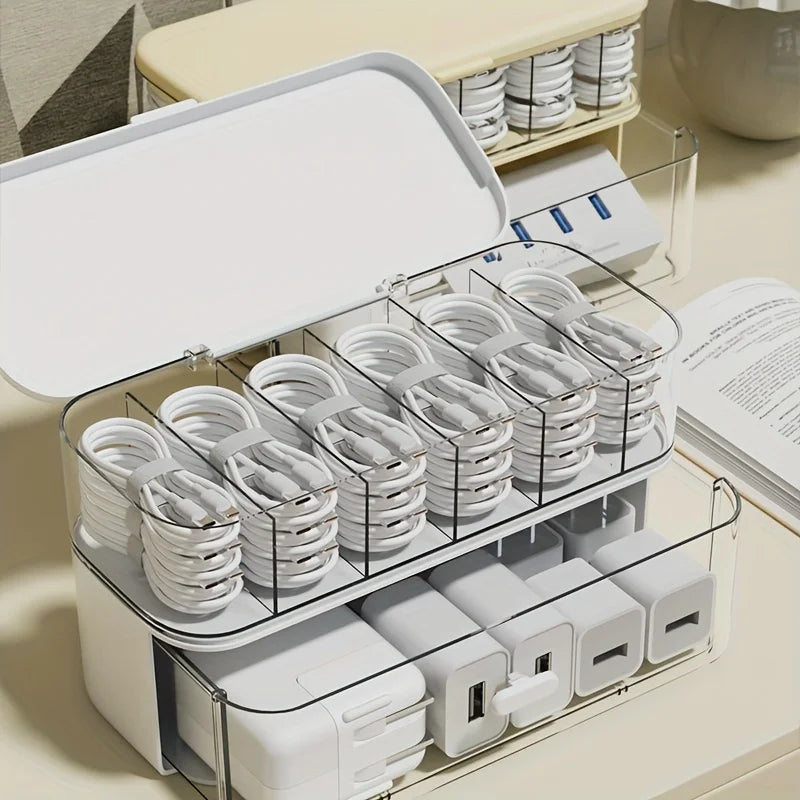 ClearBox Kabel Organizer | Kompakt & Transparent | Für Ladekabel & Zubehör | Ohne Strom