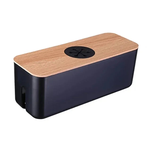 TidyBloc Kabel Organizer | Holz-Optik & Kunststoff | Für Schreibtisch & Zubehör | Kompakte Aufbewahrungsbox