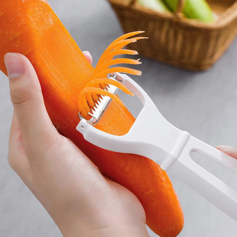 Culinario Julienne Schneider | Edelstahlklinge & platzsparendes Design | Gemüse & Obst einfach zubereiten | Ideal für Salate & Wokgerichte