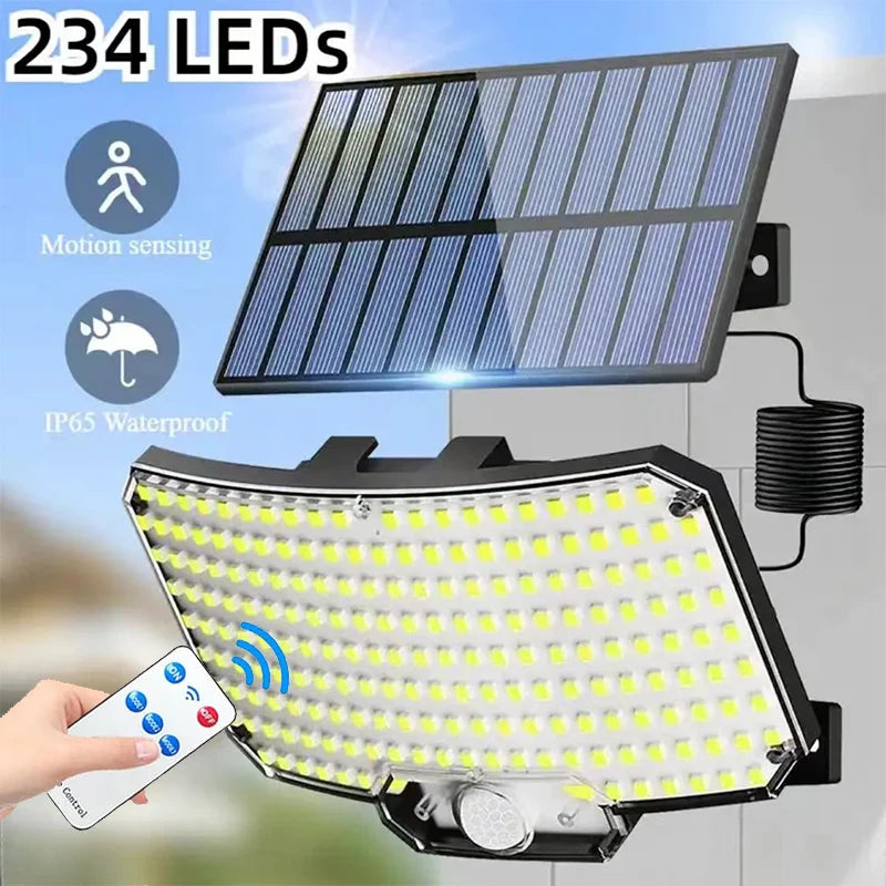 SunLuxe 234 | Solarbetriebene Außenleuchte | Bewegungssensor & Wetterfest | 234 LEDs