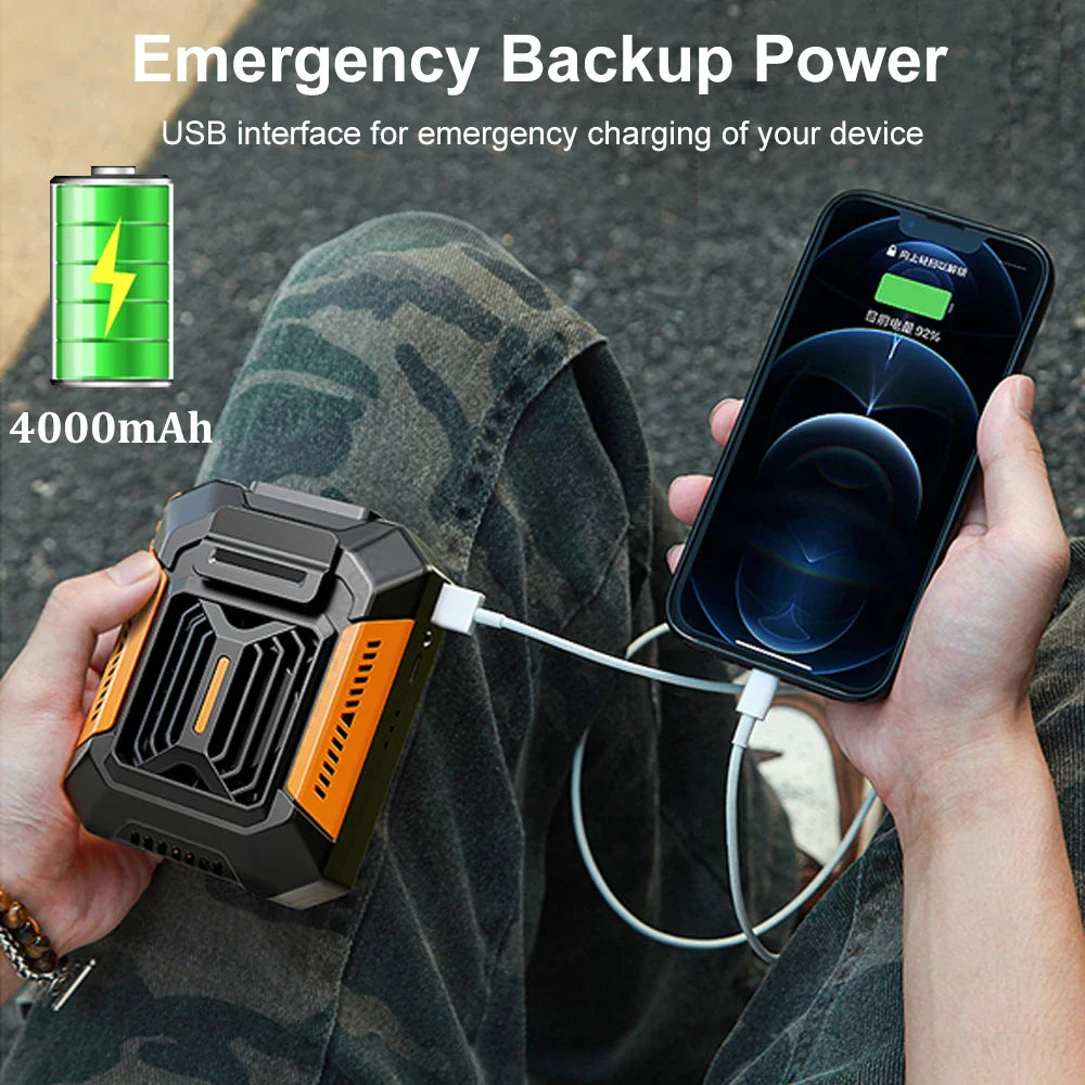 Venturio 3-in-1 Clipventilator | Mit LED & Powerbank | Tragbar & Leistungsstark | 4000 mAh Akku