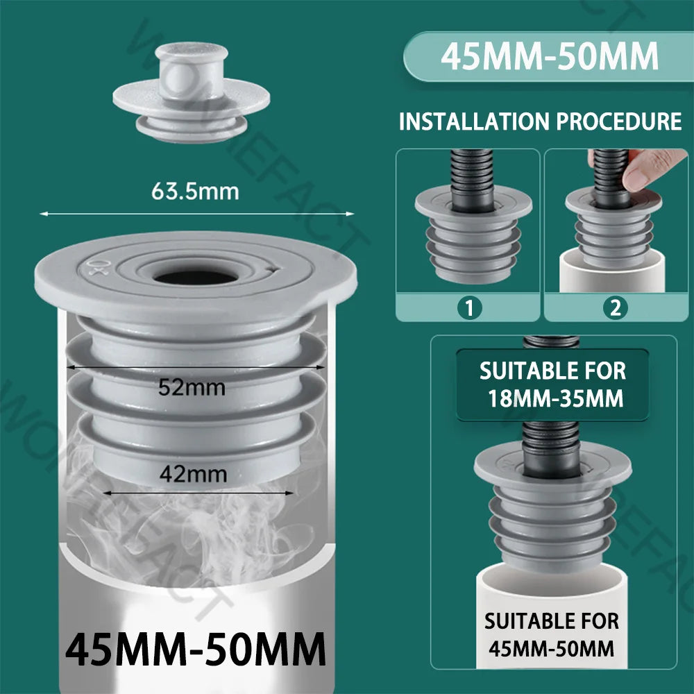 Sealora Silikon-Abflussblocker | Gegen Gerüche, Insekten & Rückfluss | Universaldichtung für 3,5–7,5 cm Rohre | Werkzeuglose Montage