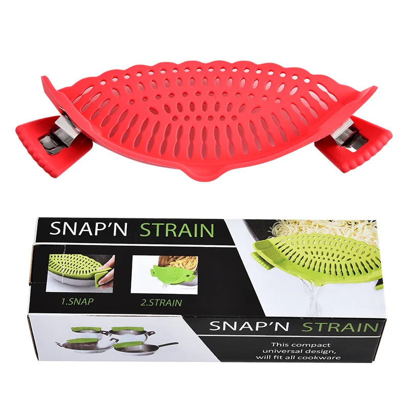 FlexiSieb Topf-Abgießhilfe | Silikon mit Edelstahl-Clips | BPA-frei & Kompakt | 22,5 cm