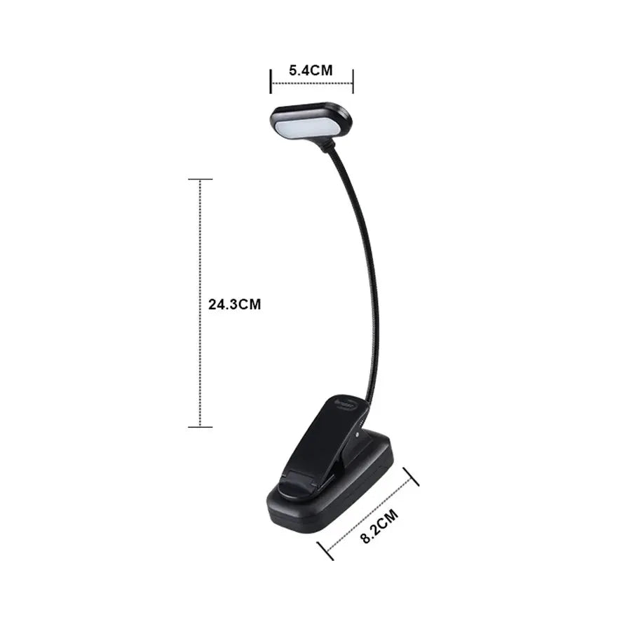 Lunarex LED Leselicht | Flexibler Arm & Klemmbefestigung | Batteriebetrieben & Tragbar | Geeignet für Bett, Tisch & Bücher