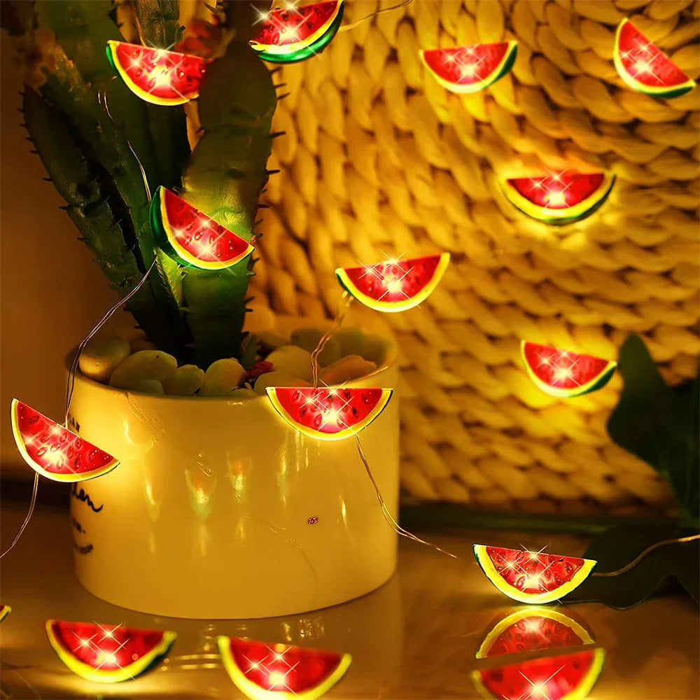 FruttiLight | LED-Lichterkette im Wassermelonen-Design | Batteriebetrieben, flexibel & bunt | Gartenpartys, Balkon & Sommerdeko