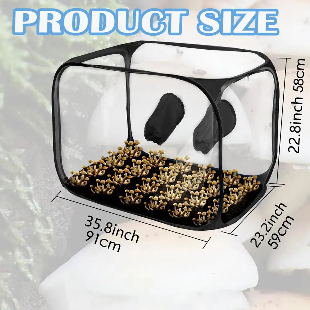 Fungrow Pilzzuchtzelt | 91 cm Indoor-Growbox | Transparentes PVC | Faltbar & Luftdicht