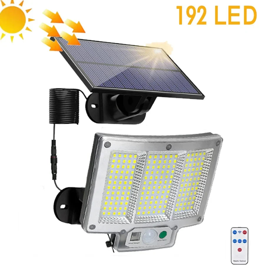 LumoPower Solarleuchte | 192 LEDs | Bewegungsmelder & Fernbedienung | Wetterfest & Flexibel