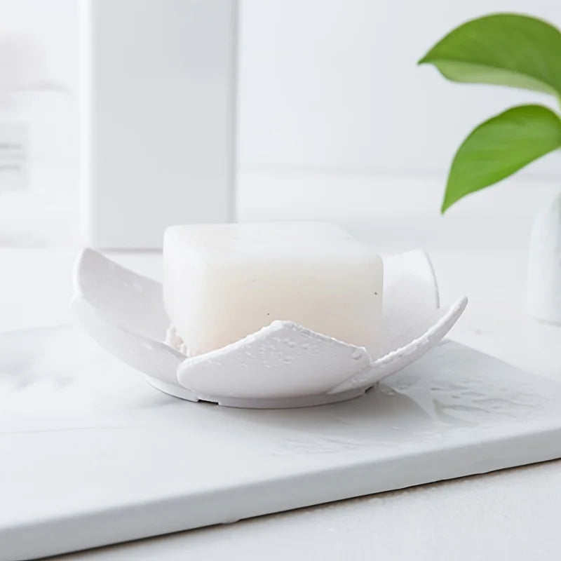Drovalis Seifenhalter | Rutschfest & Hygienisch | Lotus-Design aus Silikon | Für Bad & Küche