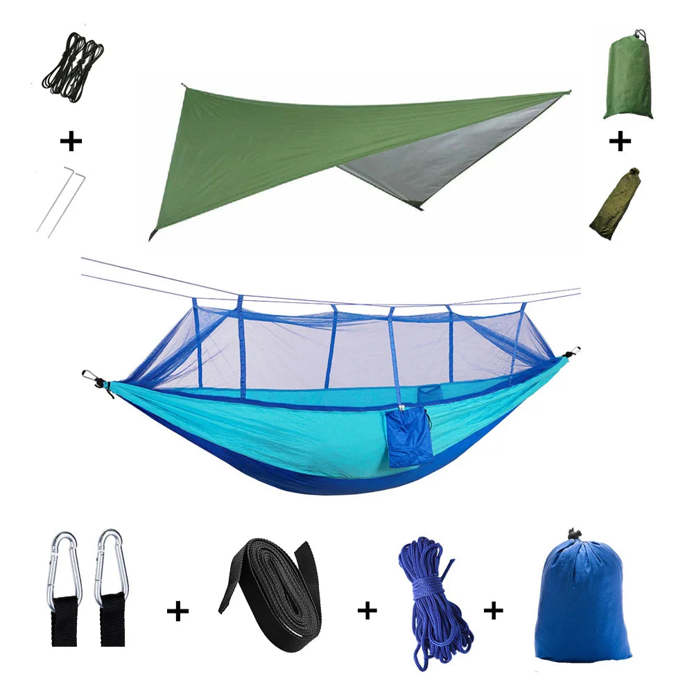 Nomaterra Hängematte | Mit Moskitonetz & Tarp | Ultraleicht & Wetterfest | Für Outdoor & Trekking