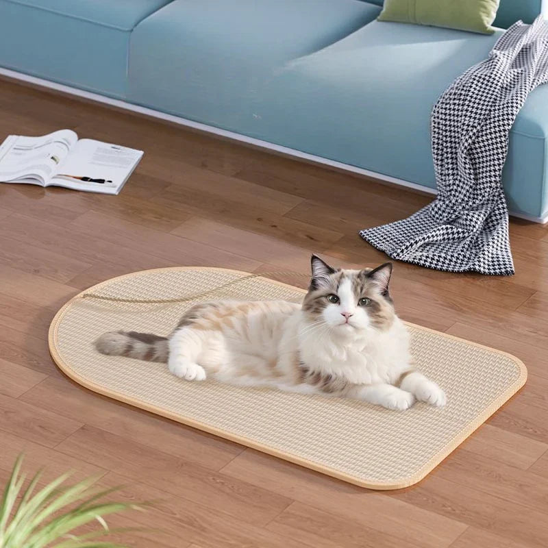 Pawdrillo | Kratzmatte Mit Spielzeug Für Katzen | Aus Natursisal | Rutschfest & Flexibel | Möbelfreundlich