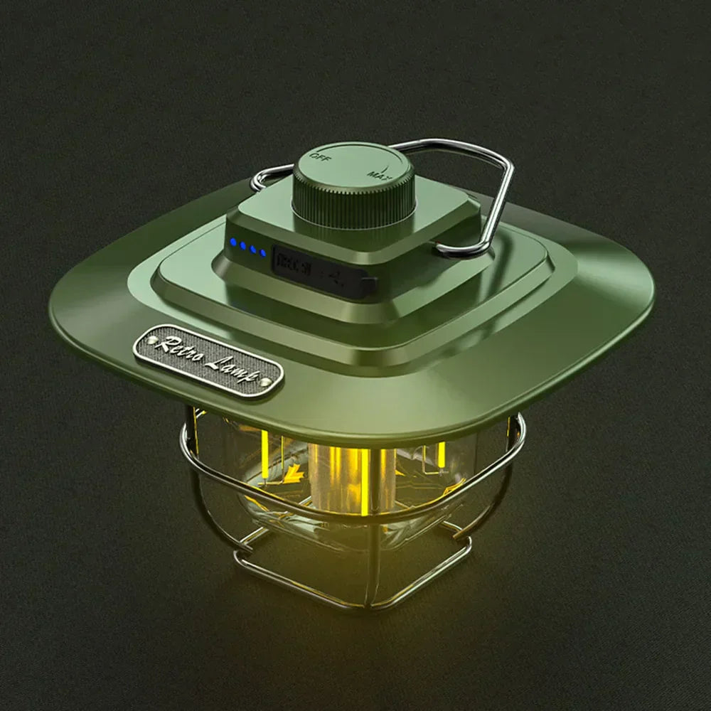 SolariaGlow | Wiederaufladbare LED-Retro-Laterne | Dimmbar & vielseitig | Camping, Garten & Balkon