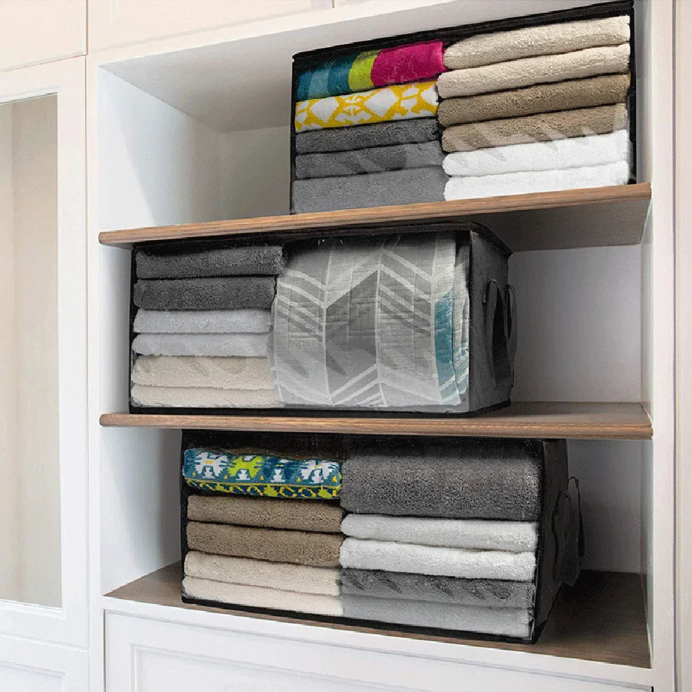 ClothNest ClearBox | Faltbare Aufbewahrungstasche | Sichtfenster & Wasserdicht | Vliesstoff