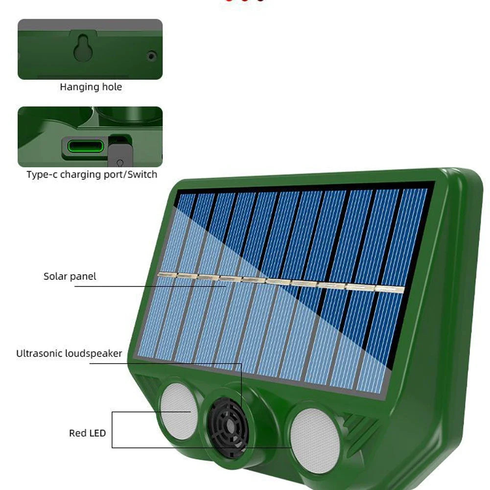 EcoGuard | Solar Tiervertreiber | Ultraschall & LED Licht | Umweltfreundlich