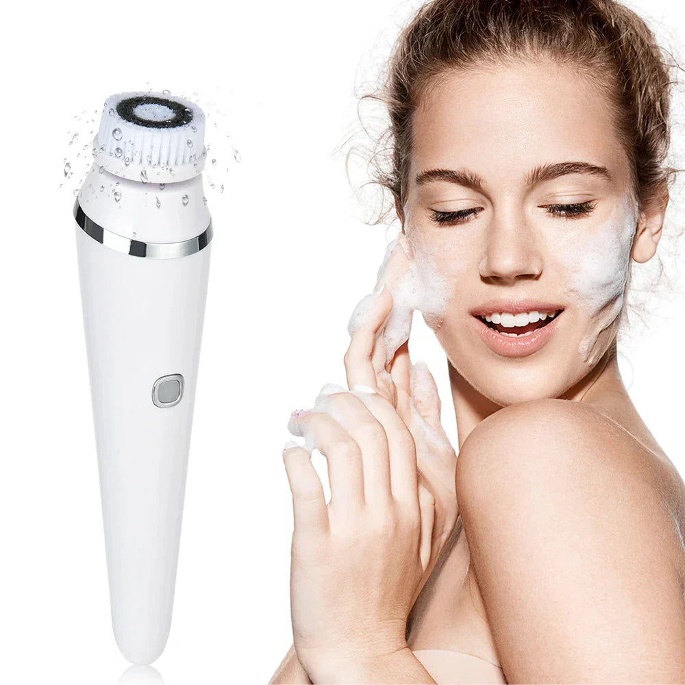 SkinAura | 4-in-1 Gesichtsreinigungs- & Massagegerät | 3 Intensitätsstufen, USB-aufladbar & kompakt | Tiefenreinigung, Peeling & Pflege zuhause & unterwegs
