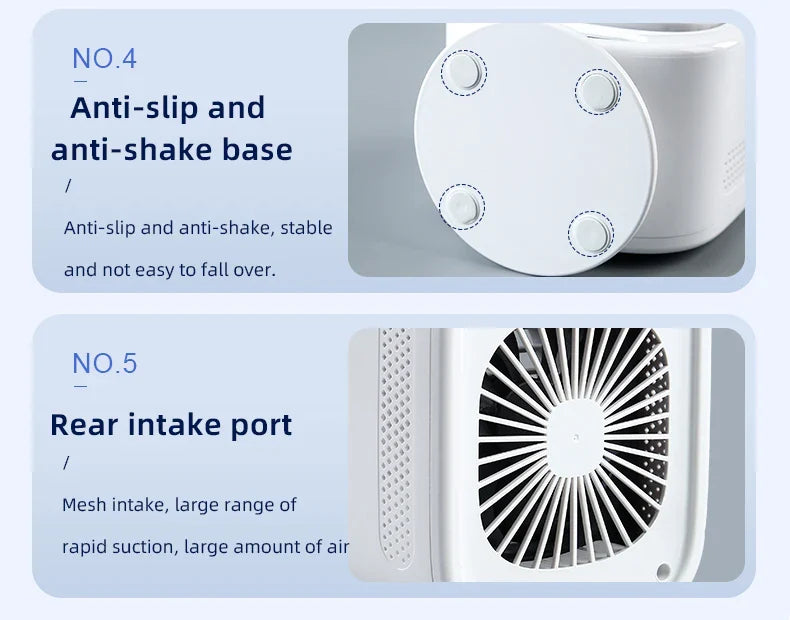CoolAir Breeze | 3-in-1 Ventilator & Luftbefeuchter | Kompakt und USB-betrieben | 7 Farben Stimmungslicht