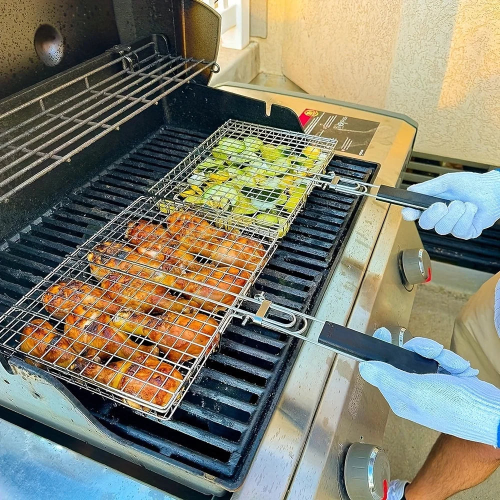 Grillaro BBQ-Korb | Faltbar & Antihaft | Edelstahl & Hitzebeständig | Für Fleisch & Gemüse