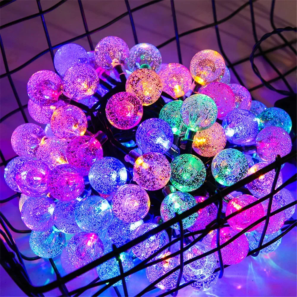 LumaGlow Solar Lichterkette | Kristallkugeln mit 8 Modi | Für Garten & Terrasse