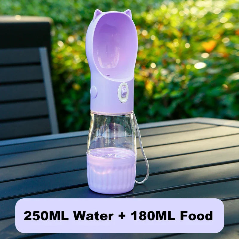 HydraBuddy 2-in-1 Haustierflasche | Wasser & Futterspender | Auslaufsicher | Einhandbedienung | Für Hunde & Katzen