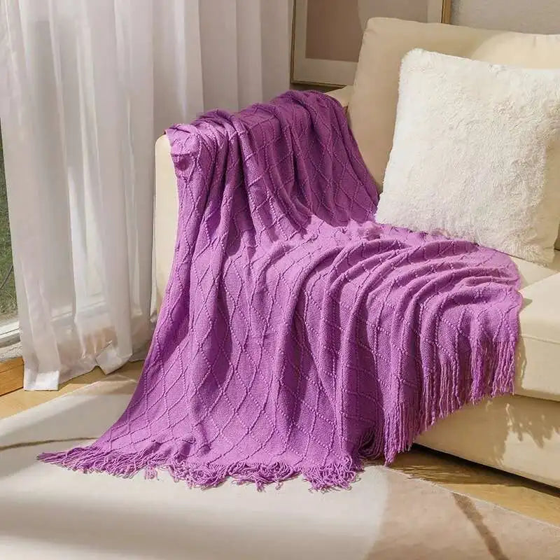 Gestrickte Decke NordicEase | Weiche Sofa- und Bettdecke | Skandinavisches Design Wohnzimmerdecke | 130 × 160 cm