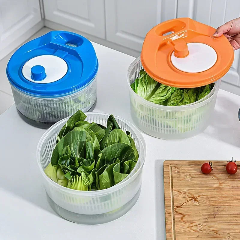 LeafPro DrySpin | Salatschleuder mit Drehmechanik | BPA-frei & rutschfest | Integriertes Sieb & Servierschüssel | Für Salat, Kräuter & Beeren