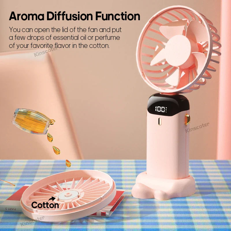 Airlio BreezeFlex | Mini-Ventilator 3-in-1 | Powerbank & LED-Display | 5 Windstufen | Tragbar & Verstellbar