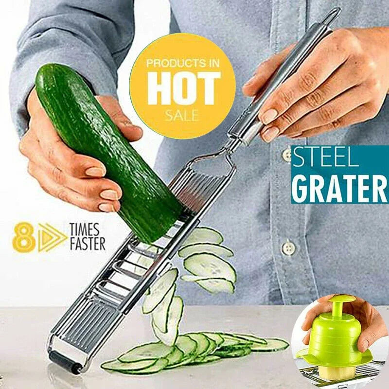 Küchenschnitt Reibeschneider | 3 Reibeflächen | Ergonomisch | Rostfreier Edelstahl