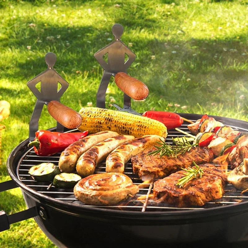 GrillBuddy FunSkewer | Witziger Wursthalter im Design eines Menschen | Edelstahl | Ideal für BBQs und Camping