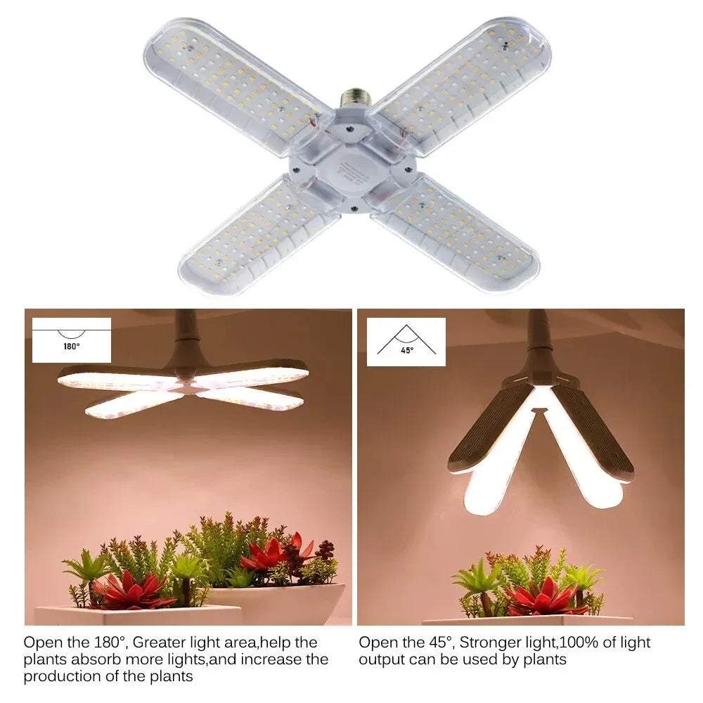 Floriva Pflanzenlampe | Faltbares Flügeldesign | Vollspektrum LED | 24W 36W 48W | E27 Sockel