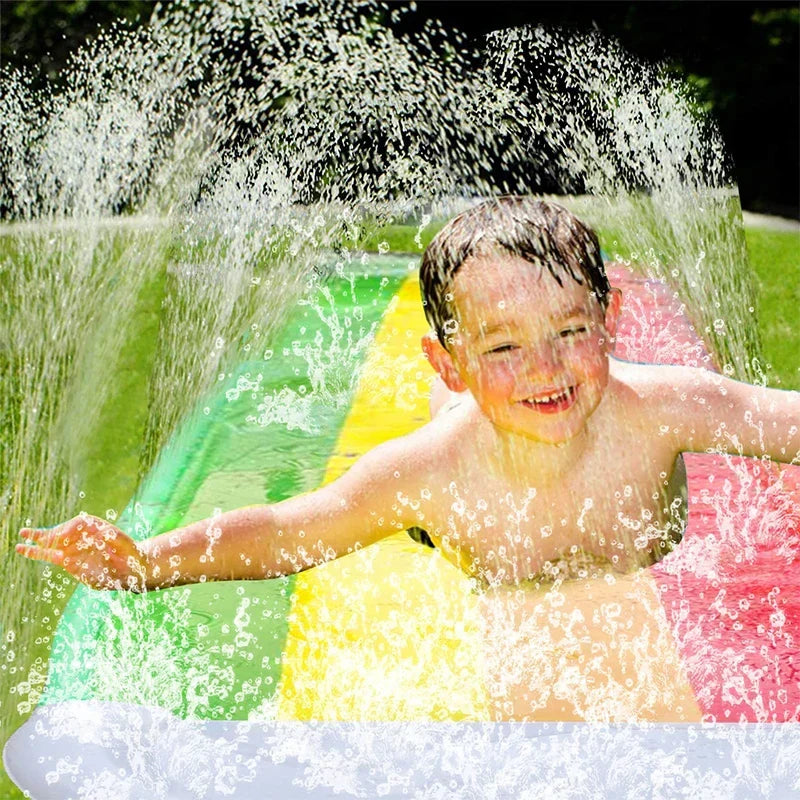 SplashGlide Wasserrutsche | Mit Sprinkler & Rutschboards | Aufblasbar | Für Garten & Sommer