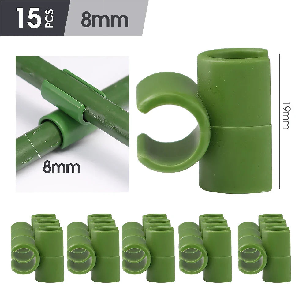 TrelliSnap Connect | 15er-Set Kreuzverbinder für Pflanzenstützen | Für .8–2.0 cm Stäbe | Verstellbare Klammern für Rankgitter & Pflanzengerüste