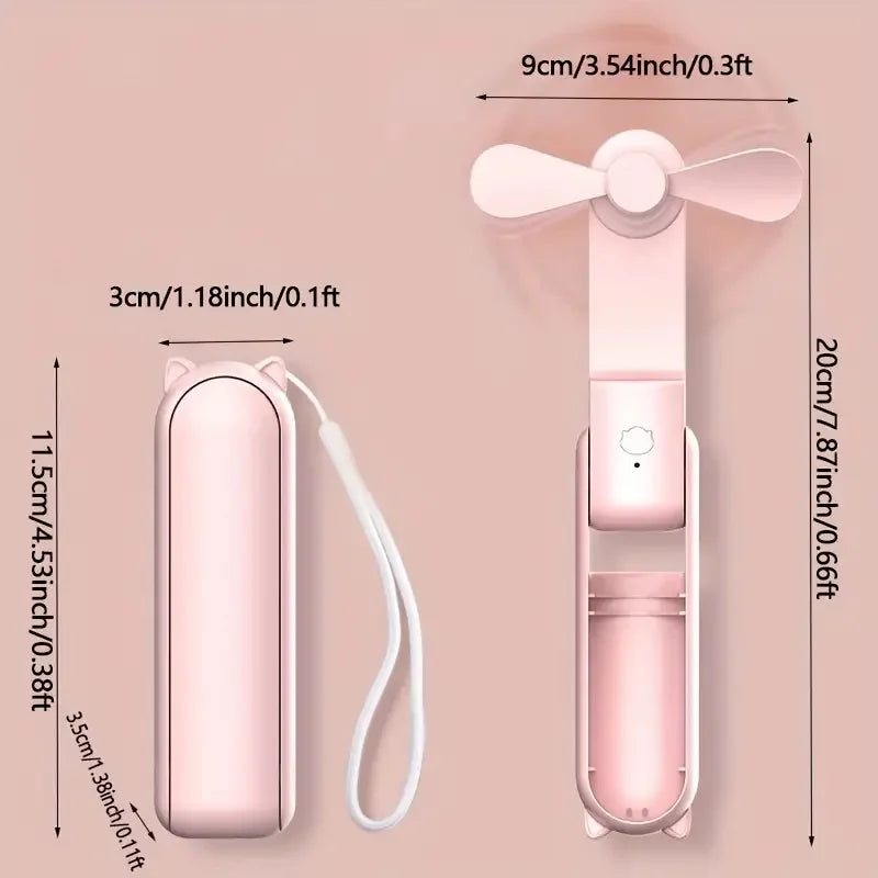 Airli Mini Ventilator | Faltbar & Leise | Mit Powerbank | 2000 mAh Akku