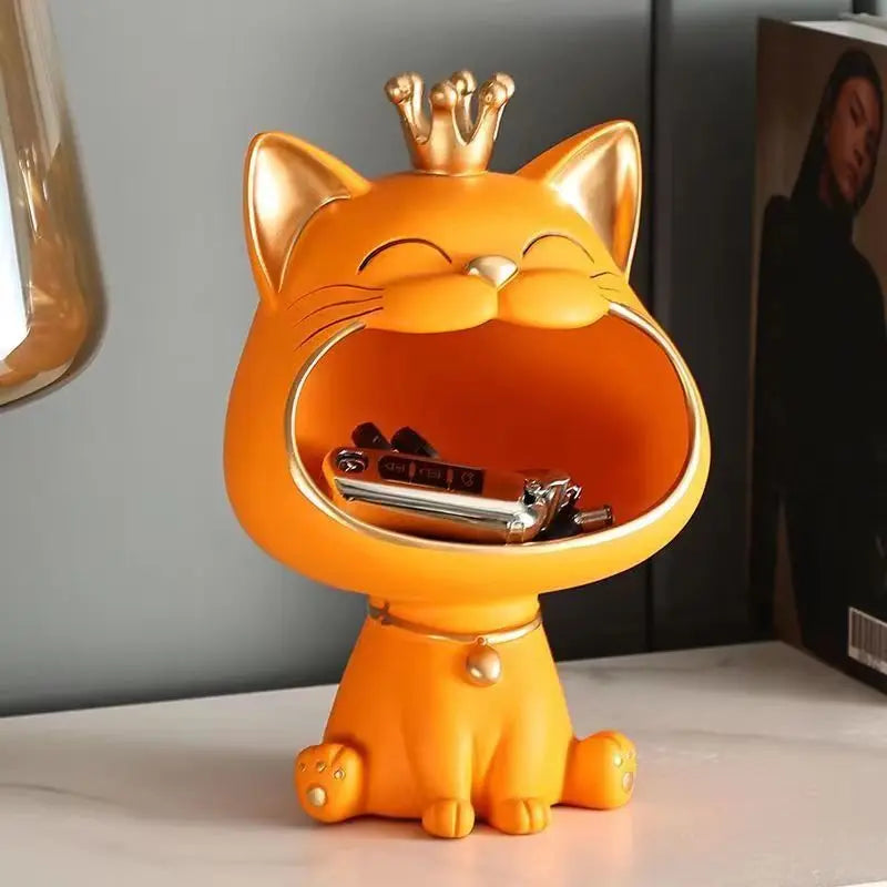 DecoMiau | Katzenfigur mit Aufbewahrung | Robust, dekorativ & vielseitig | Für Wohnzimmer, Büro & Geschenkideen