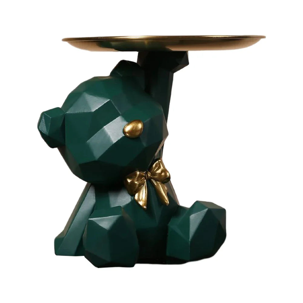 Moduro GridBear | Dekofigur Mit Schale | Geometrisches Design | Schlüsselablage Für Flur & Tisch | Geschenkidee Modern