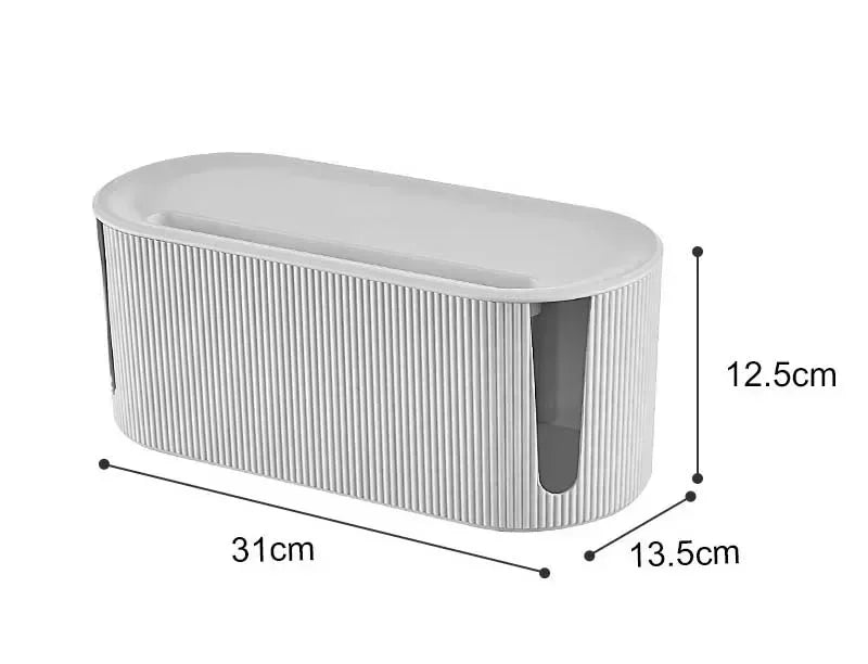 CableMate | Kabelmanagement Box mit Deckel & Belüftung | Für Steckdosen, Router & Ladekabel | 31×13,5×12,5 cm