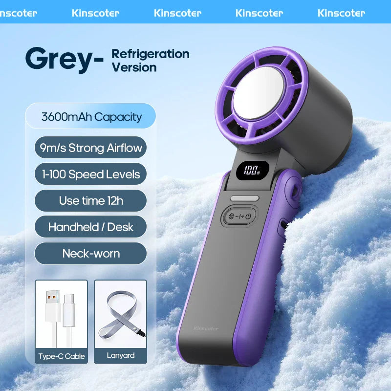 Breezivo Mini Ventilator | Ice-Cool Funktion & 3600mAh Akku | Faltbar & Leicht | Blau