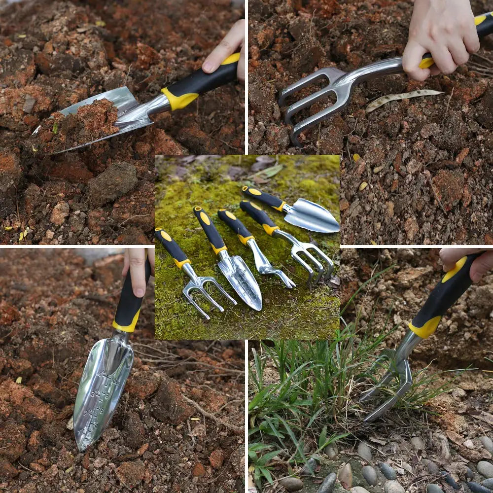 Plantiva Gartenwerkzeug Set | Edelstahl & Ergonomisch | Mit Handschuhen & Skala